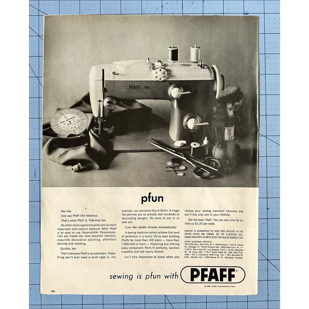 1963 PFAFF Sewing Machine Sewing is pfun PFAFF Print Ad